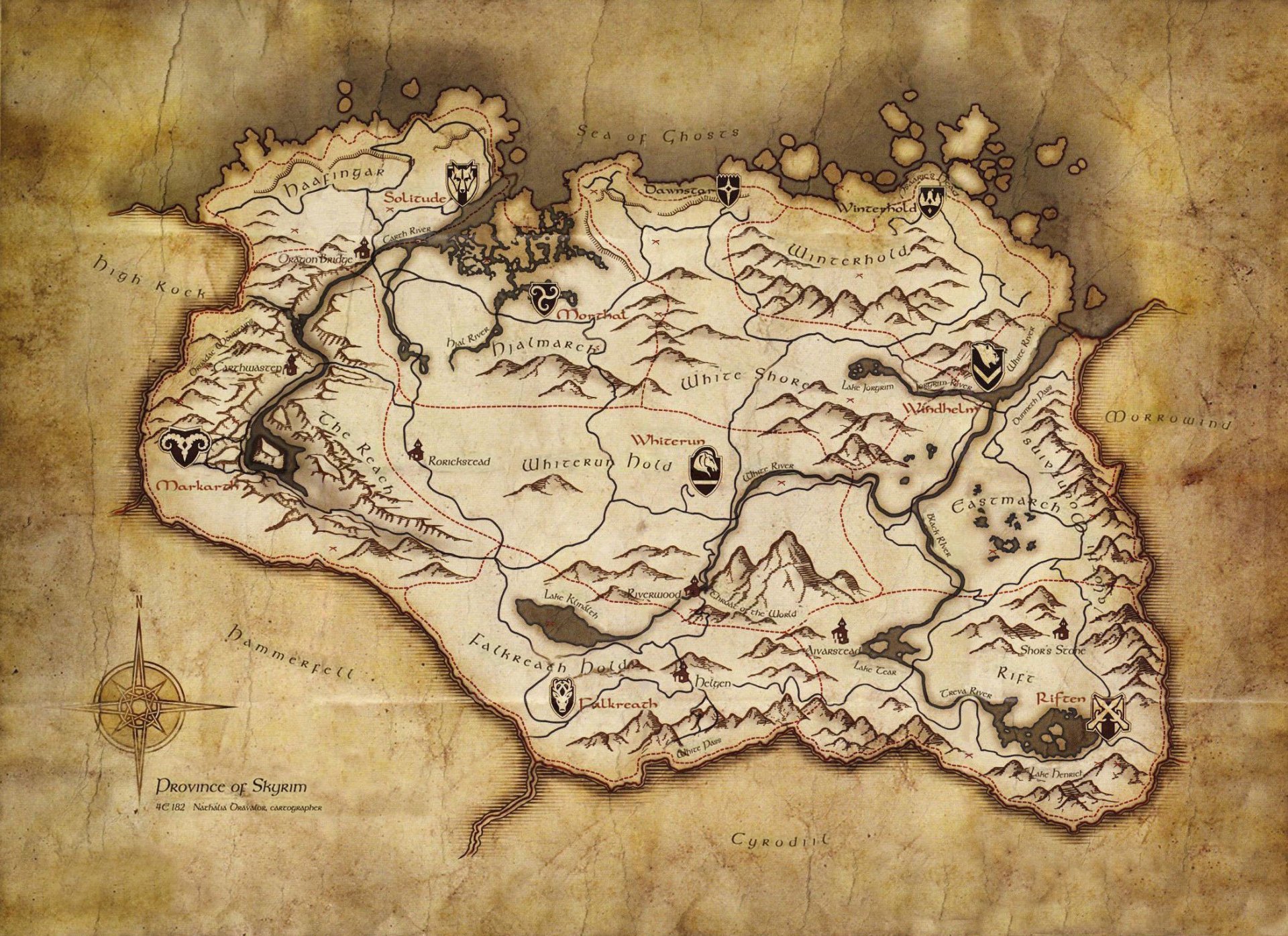 the elder scrolls v skyrim mapa papier stara