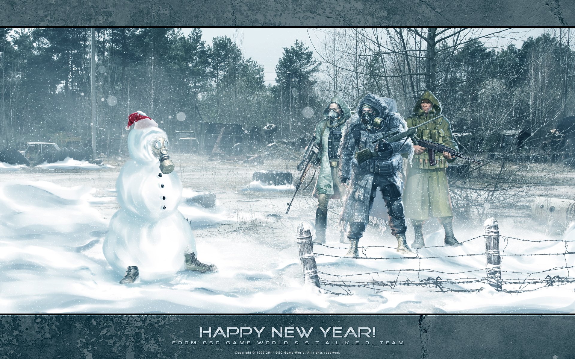 talker stalker forest snow snowman weapon zone new year