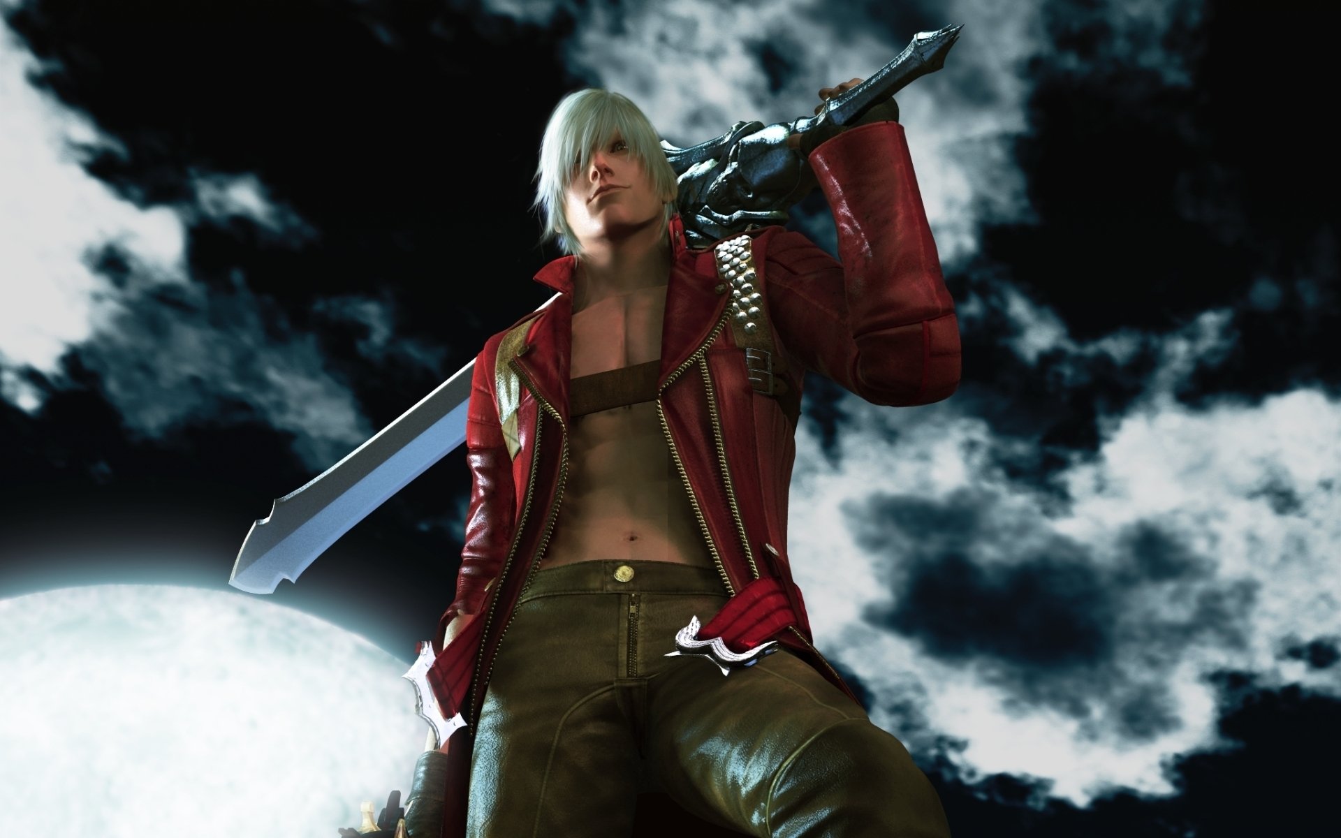 devil may cry 3 dmc sfondi di gioco dante demone chiaro di luna collina nuvole notte spada ribellione luna rebellion