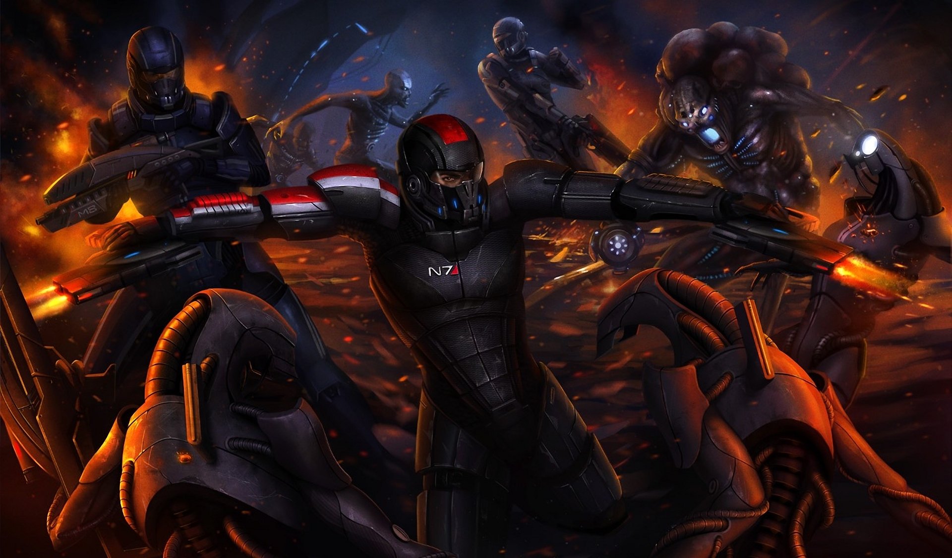 mass effect 3 art capitaine shepard reaper robot bataille