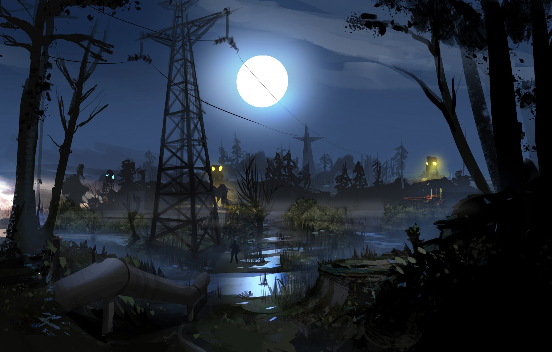 talker 2 stalker area ukraine night moon men of the tube bog