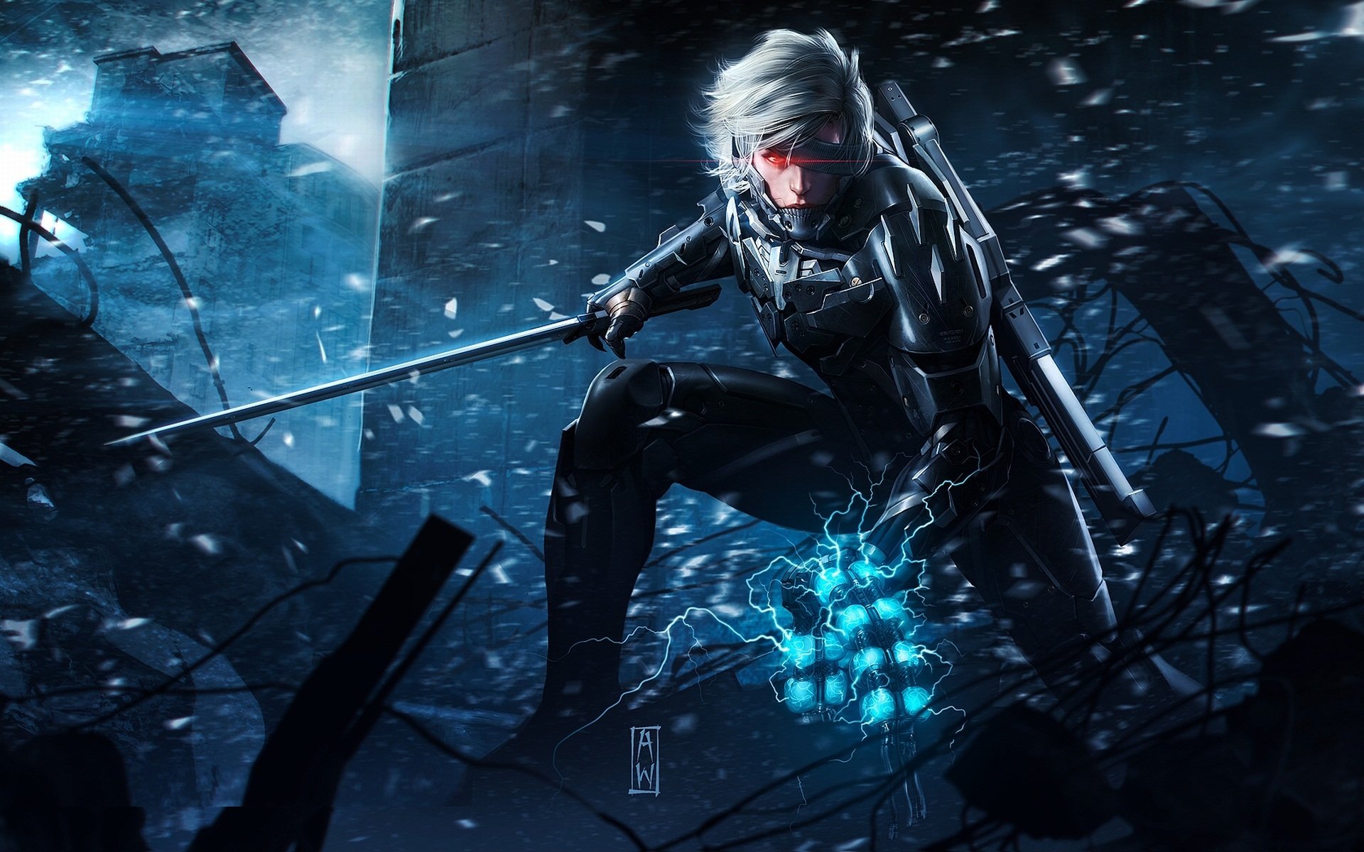 metal gear solid raiden espada armadura ruinas