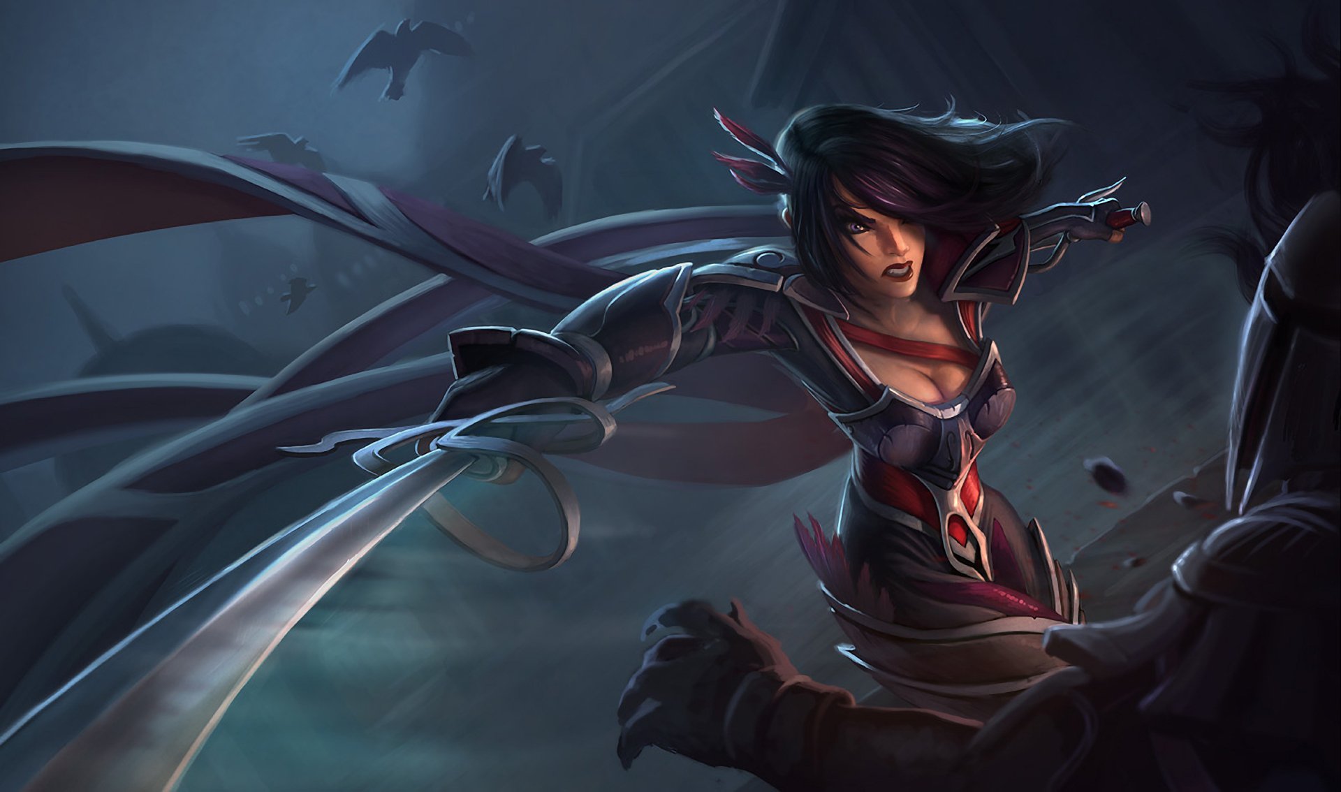 league of legends lol nightraven fiora chica armadura armas golpe sangre