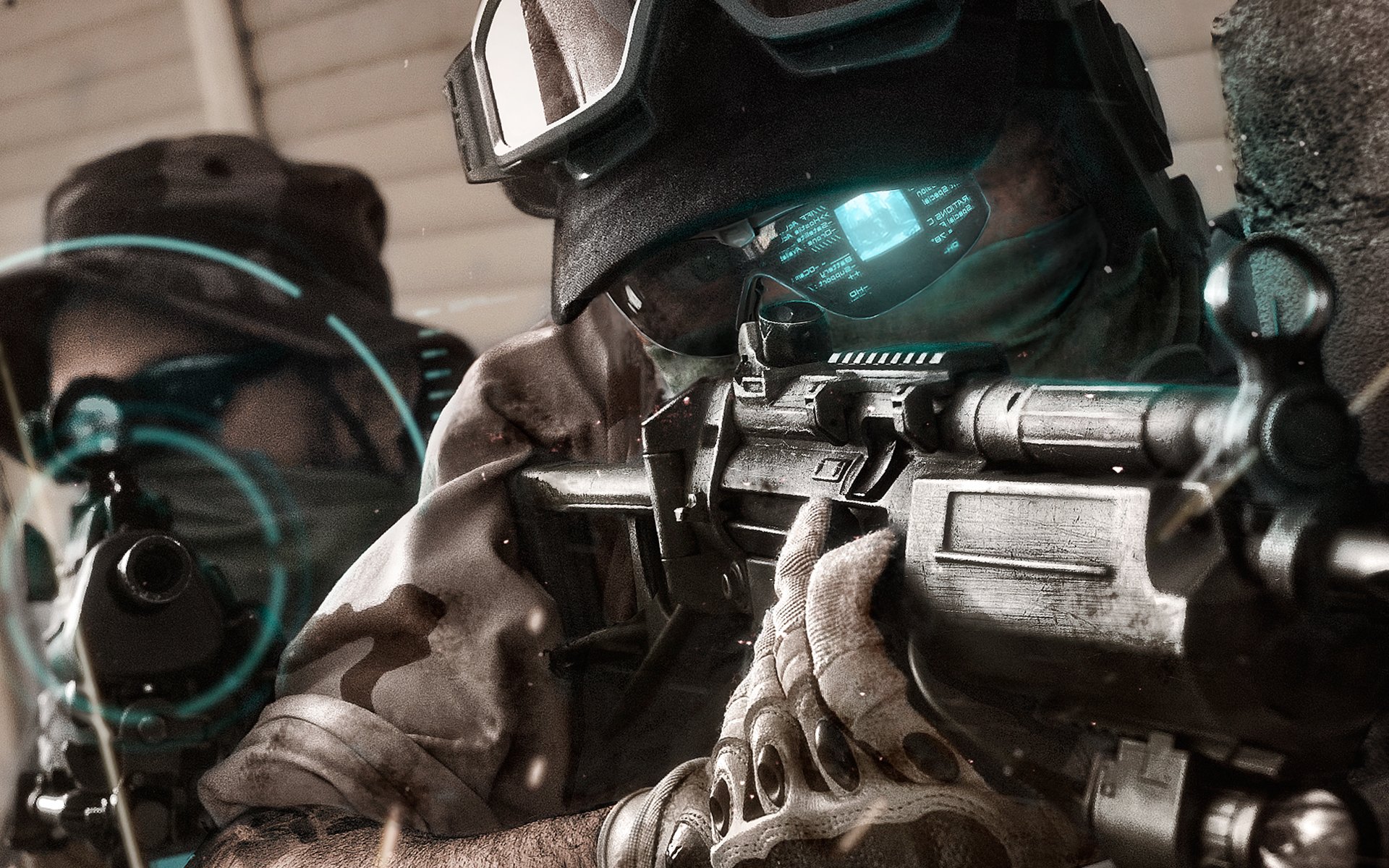 ghost recon: future soldier ghost squad tom clancy armes soldats hologramme lunettes gants vue mitrailleuses camouflage