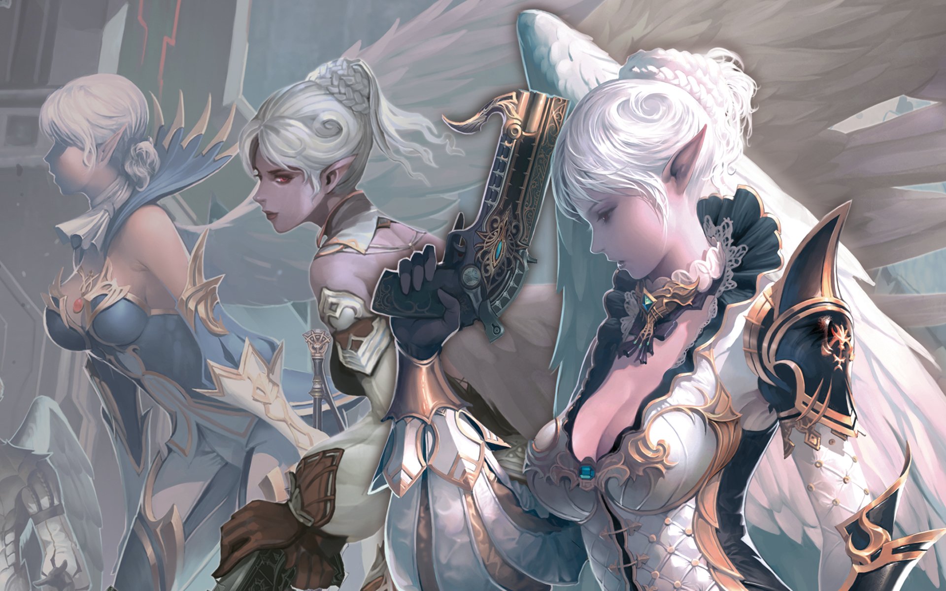 kunst lineage ii kamael weiblich flügel waffen