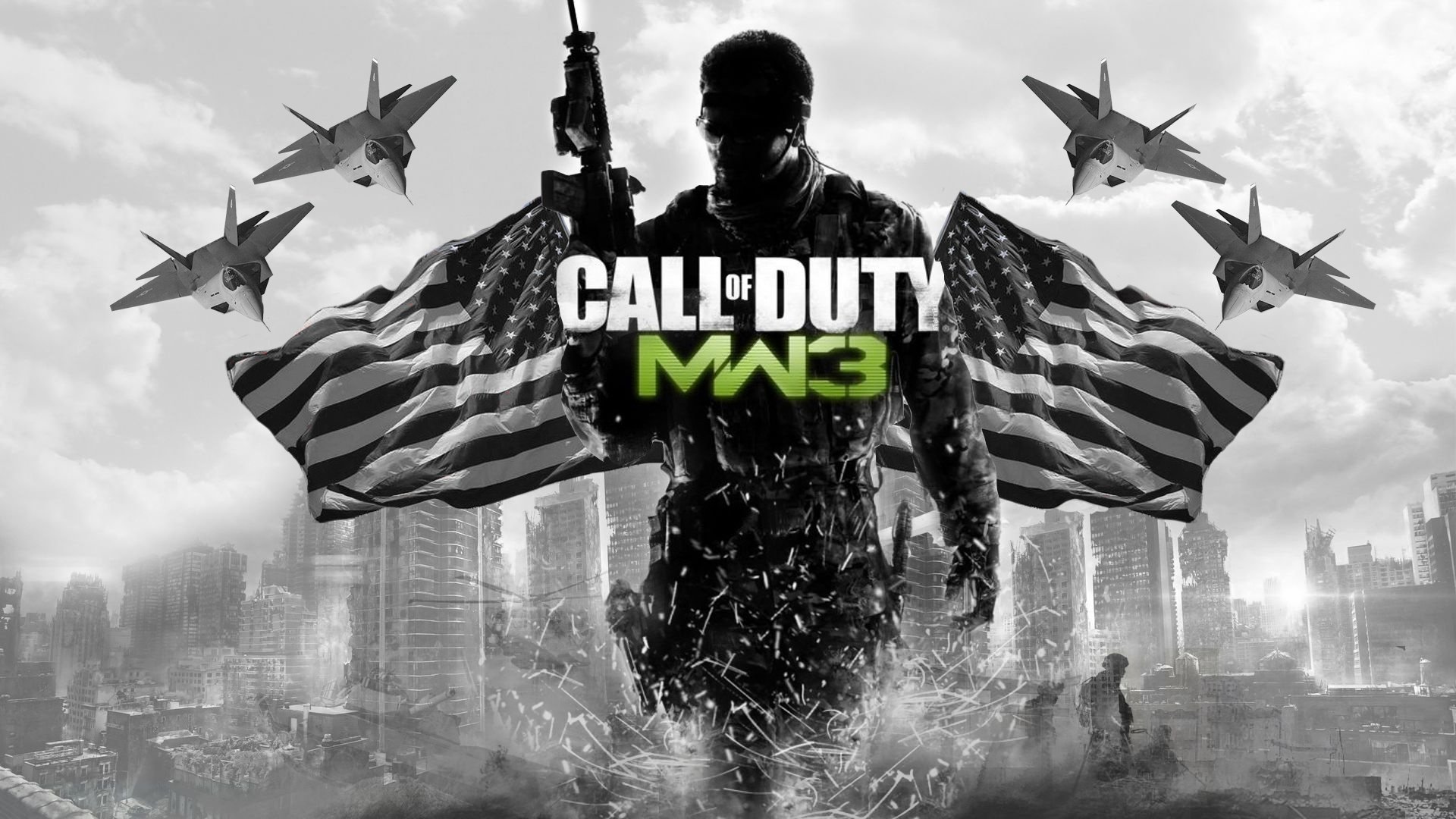 myśliwce tła broń flagi call of duty-modern warfare 3