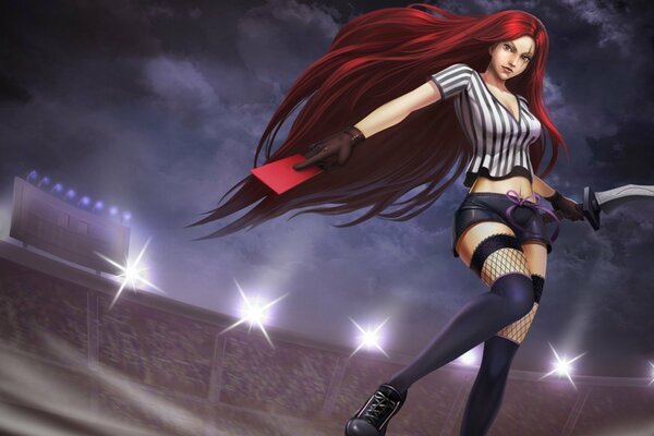 Katarina sur le terrain de football League of Legends