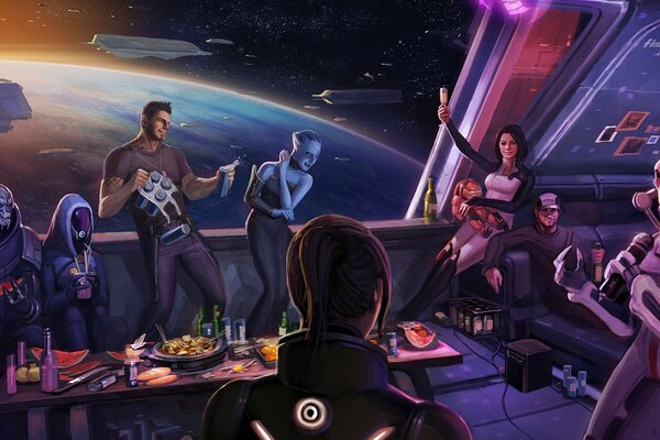 La fête au Mass Effect, Shepard, Miranda, Liara et d autres sont venus