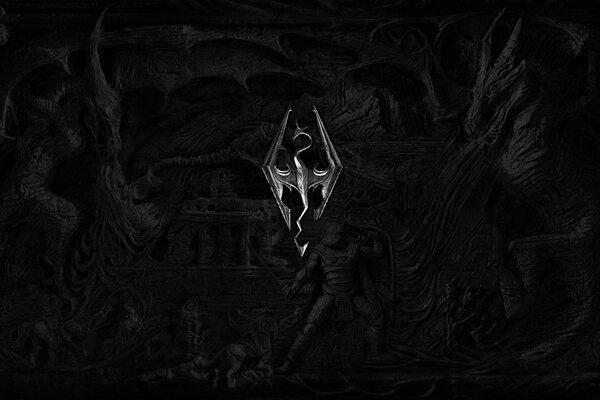 The elder scrolls skyrim logo on black