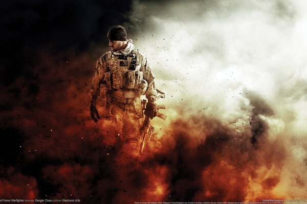 Medal of Honor : warfighter, soldier, dust, weapon, machine gun, bulletproof vest