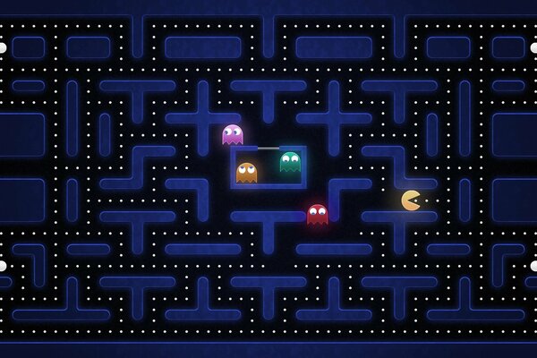 Jeu vidéo d arcade avec des monstres dans le labyrinthe