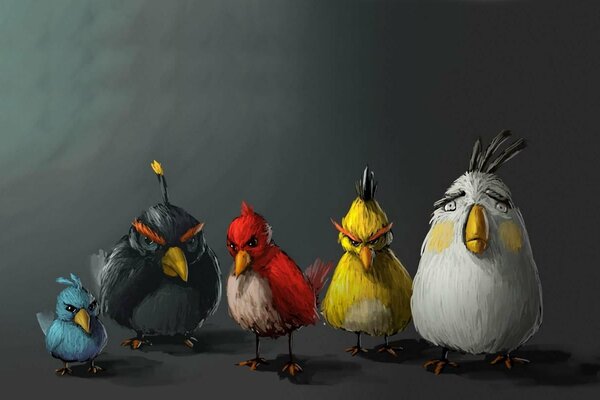 Cartoon image of angry colorful birds