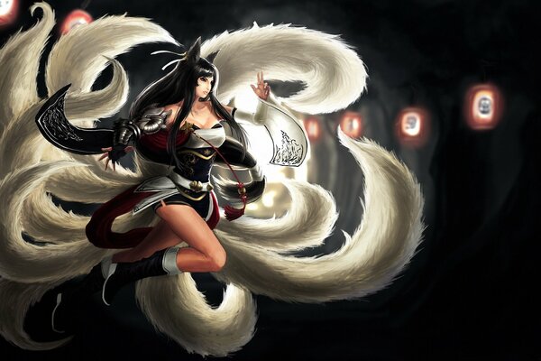 Art ahri z League of Legends dziewczyny z ogonami