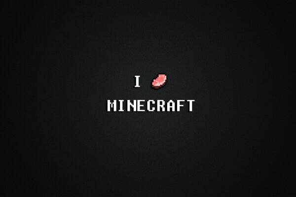 Napis białymi literami kocham Minecraft