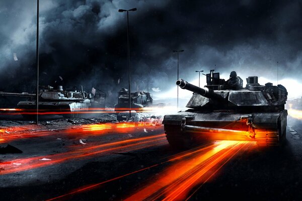 Tank on the road from the game battlefield 3