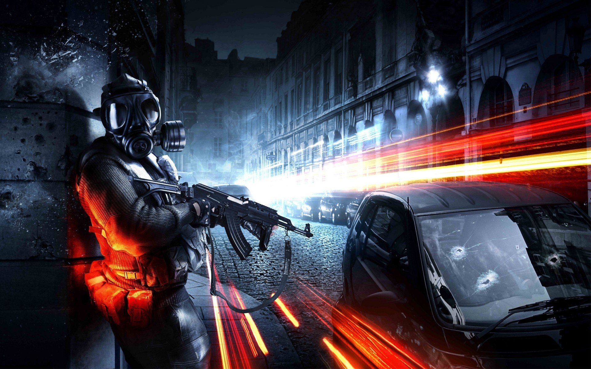 battlefield 3 soldier car city machine gun russian