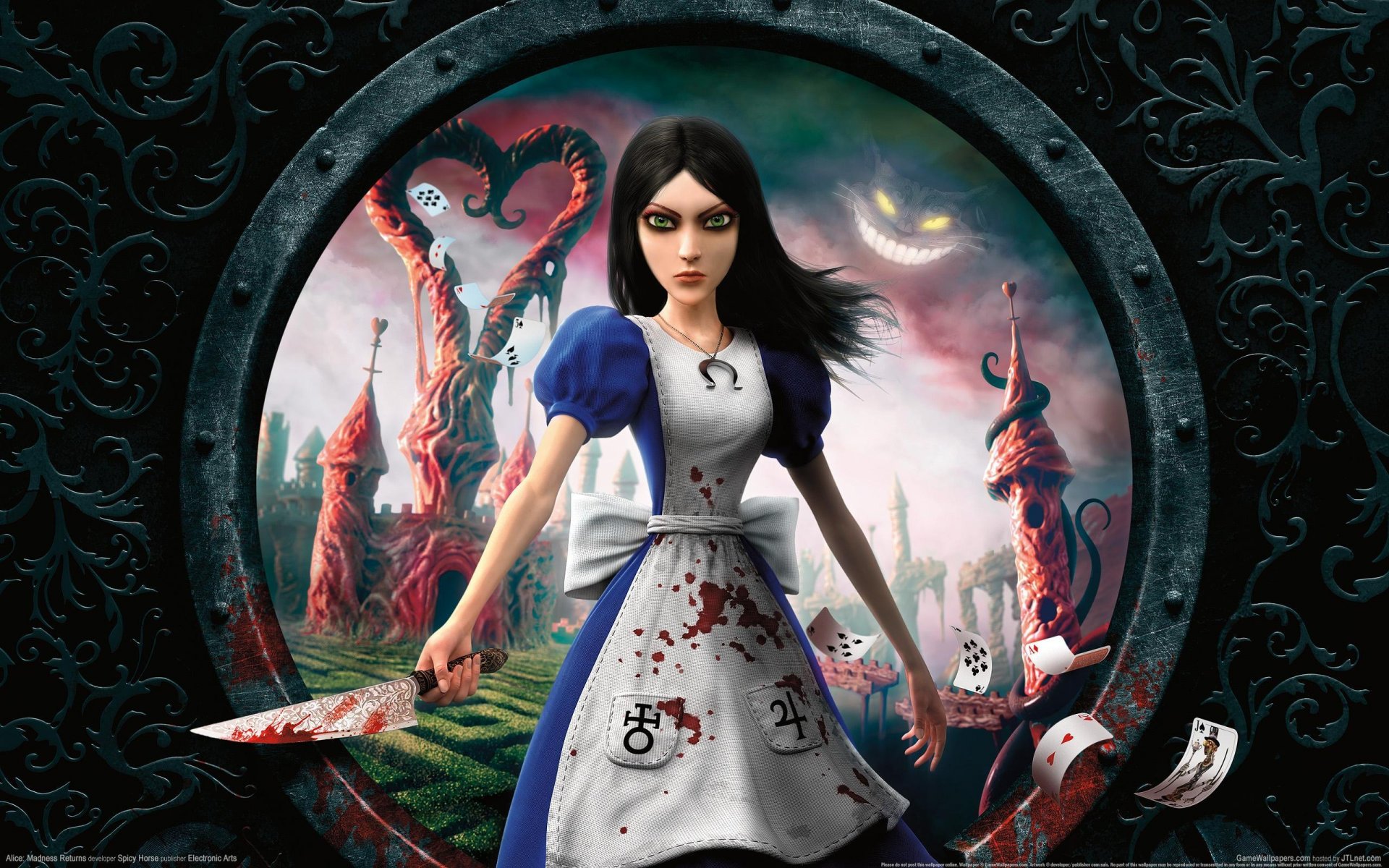 alice madness returns alice carte coltello sangue