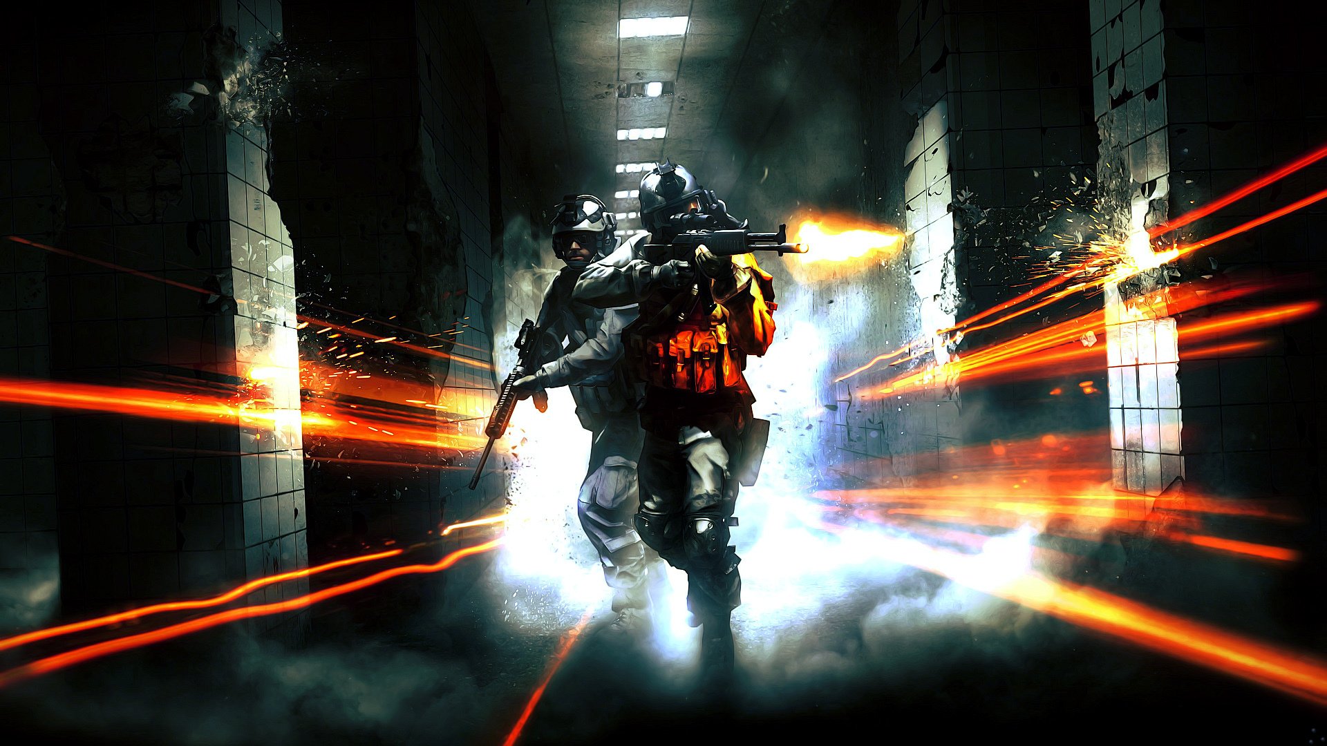 battlefield 3 electronic arts wojna marines m4a1 strzały korytarz metro