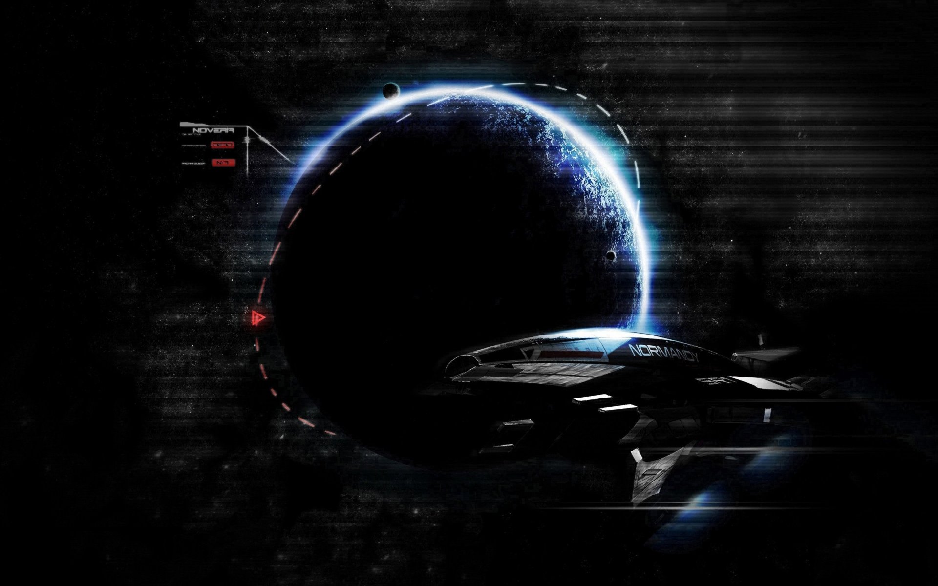 mass effect gra normandia statek leci planeta kosmos