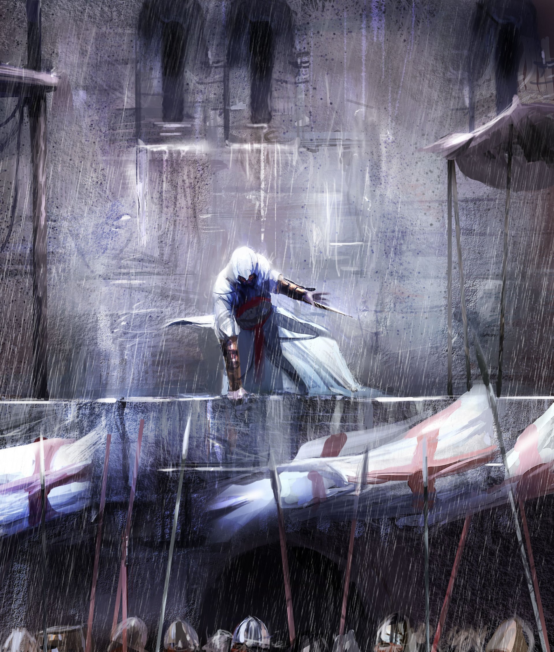 assassin creed assassin assassin desmond altair lame lances pluie