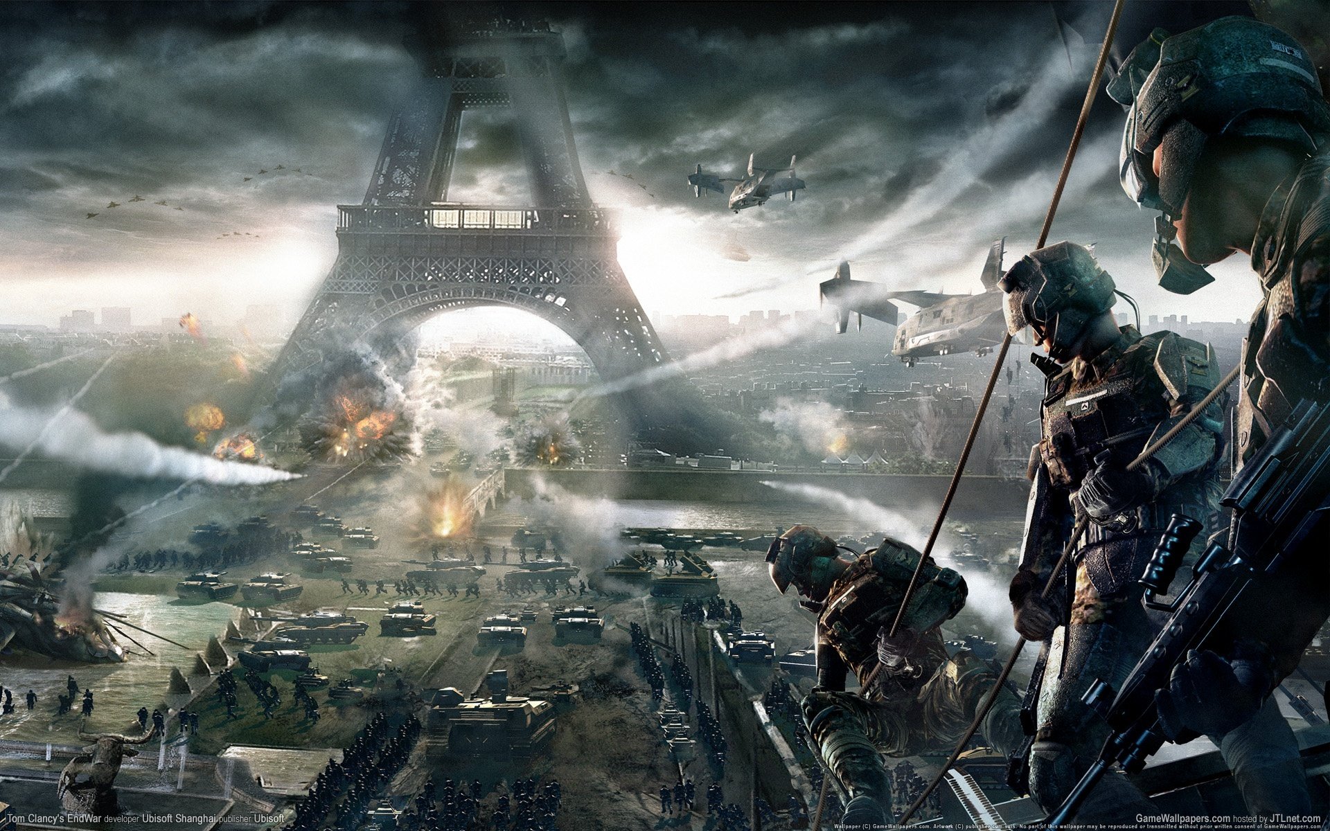 tom clancy fine della guerra soldati guerra parigi carri armati torre eiffel elicotteri gioco sfondi ubisoft