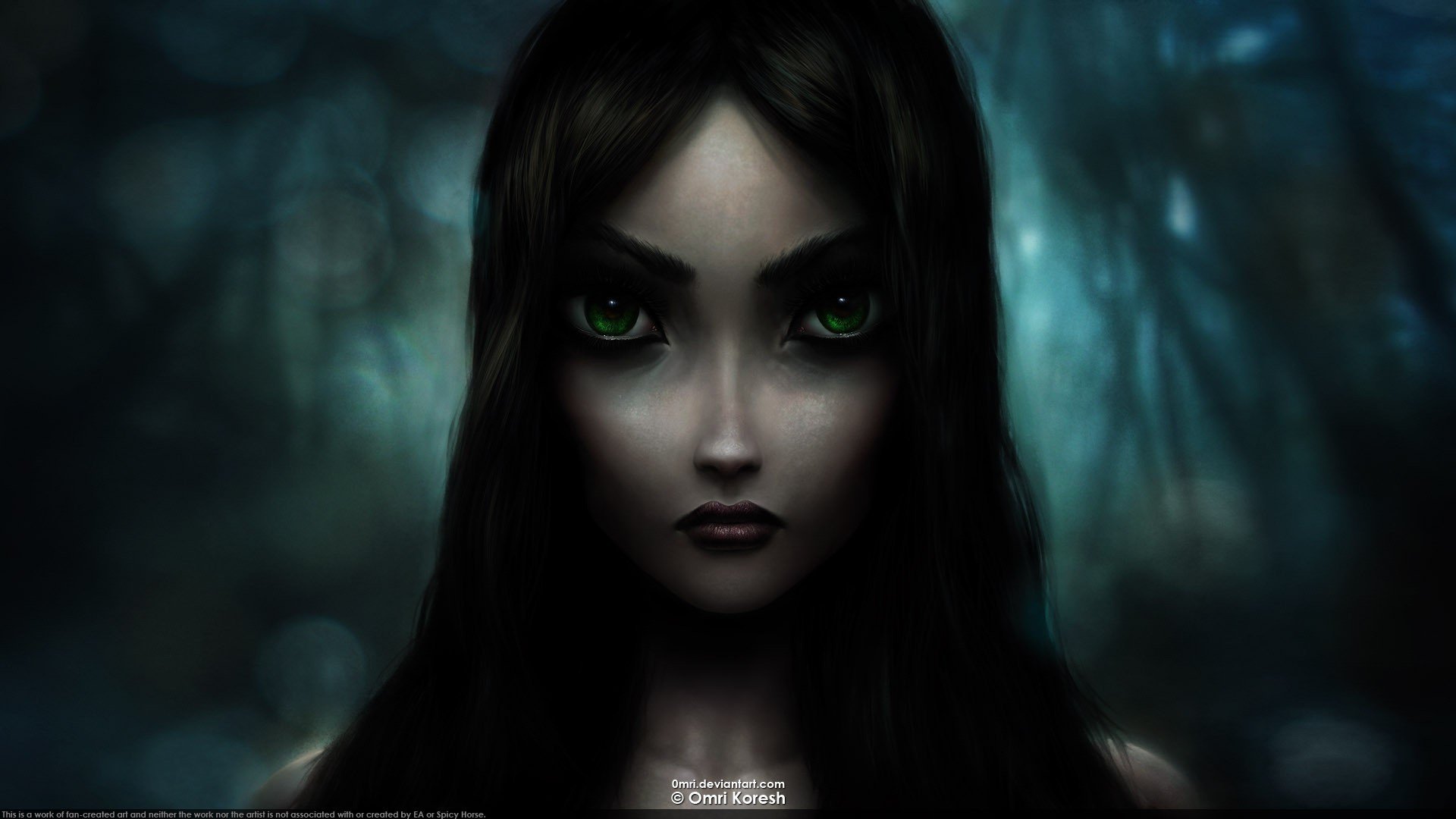 alice madness returns green eyes view black hair