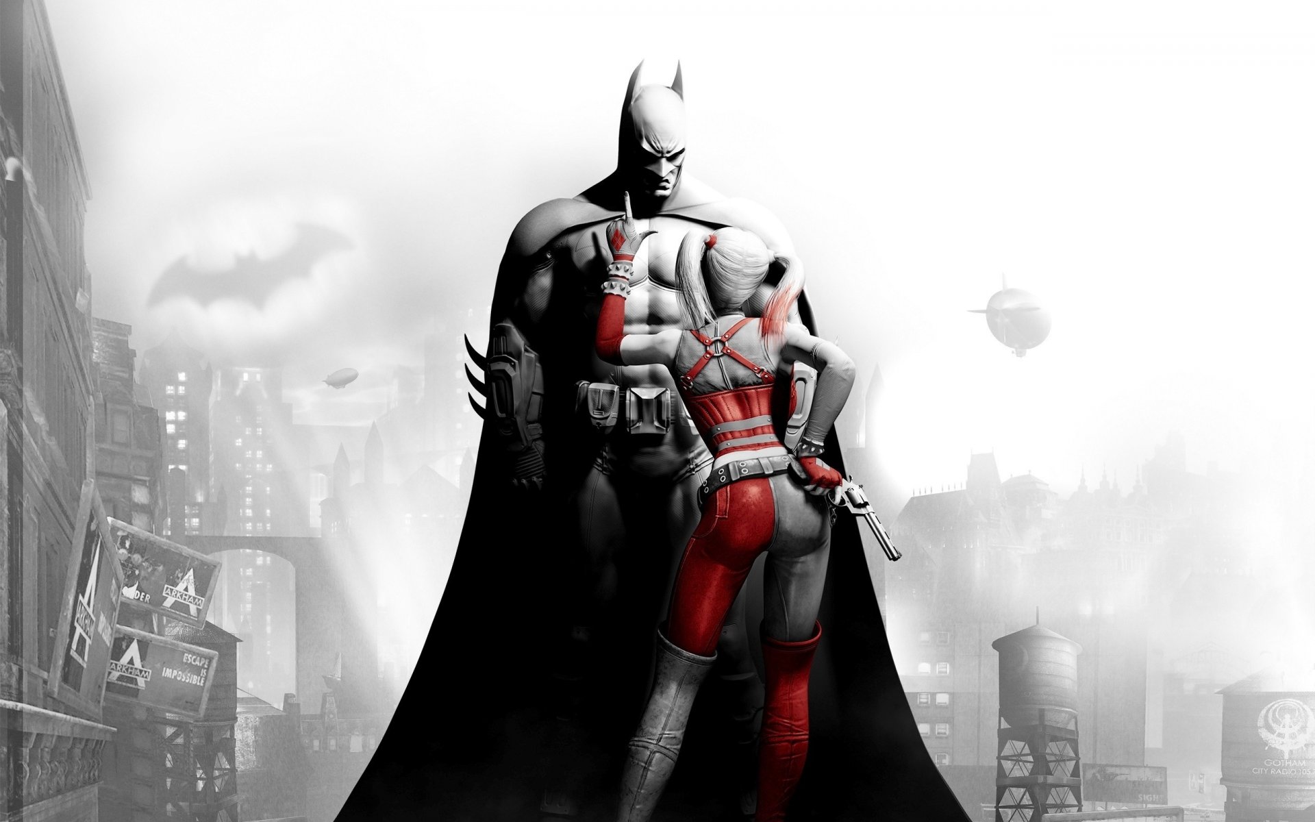 batman arkham city batman batman fumetto joker supereroe pistola harley queen