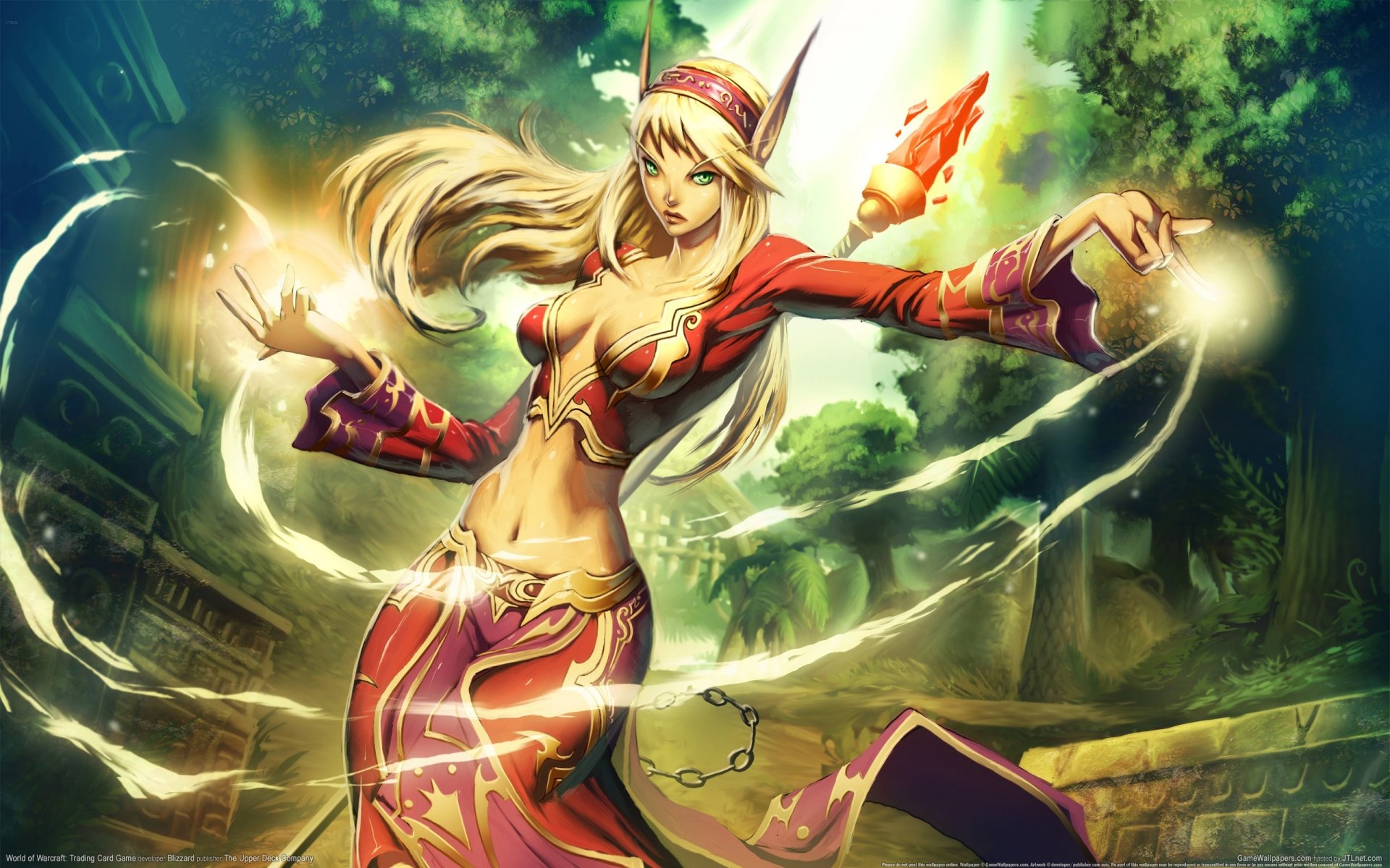 world of warcraft dziewczyna elf elf magia laska miasto uszy