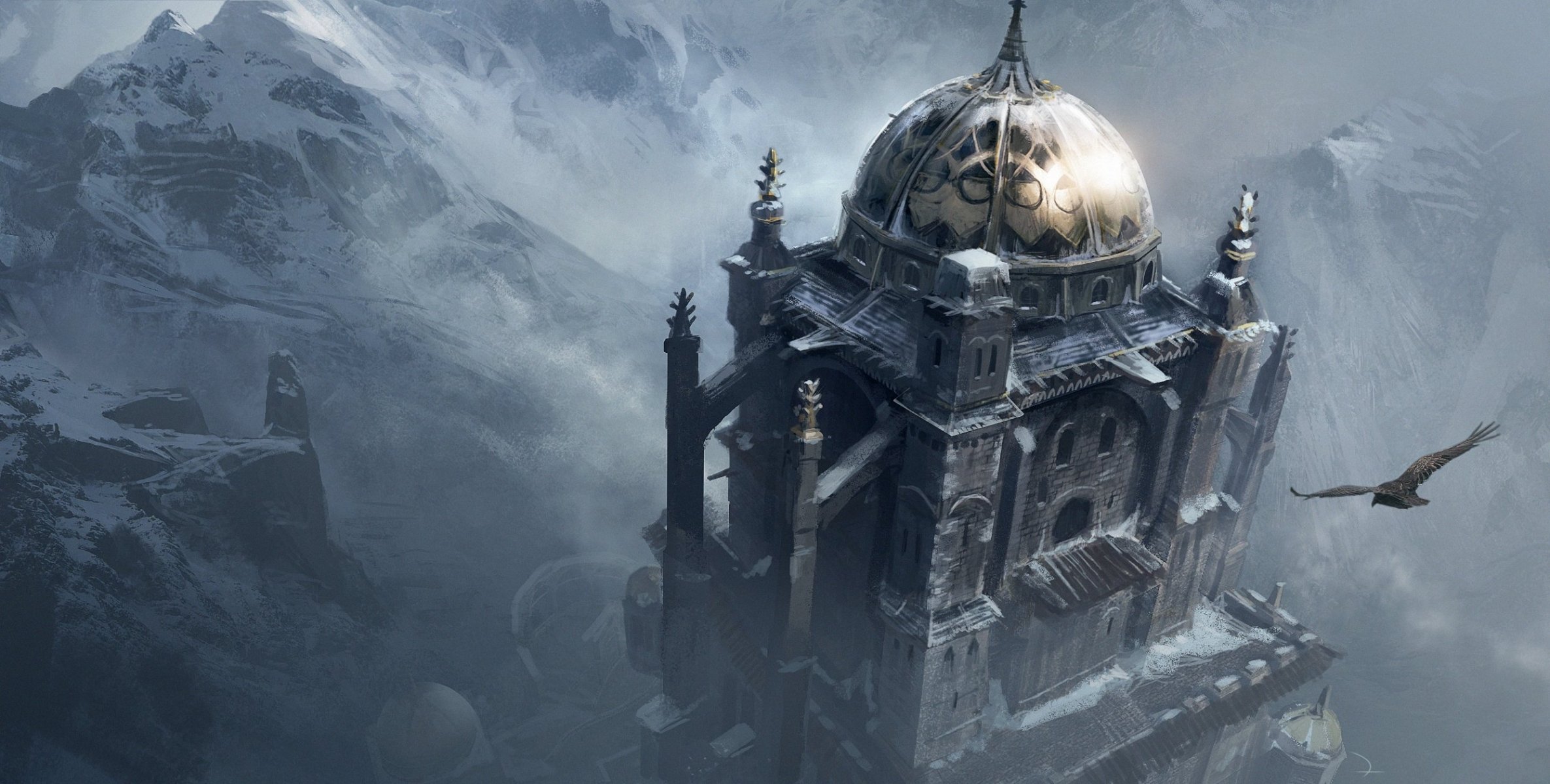 assassins creed offenbarung masyaf festung berge schnee adler