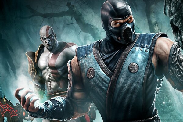 Sub zero contro Kratos in mortal kombat