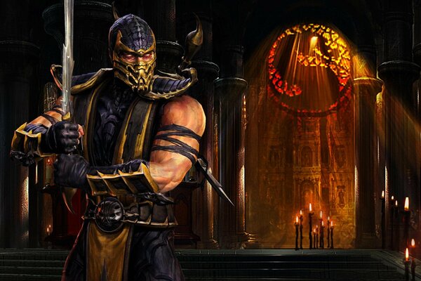 The Scorpion from the computer game Mortal Kombat