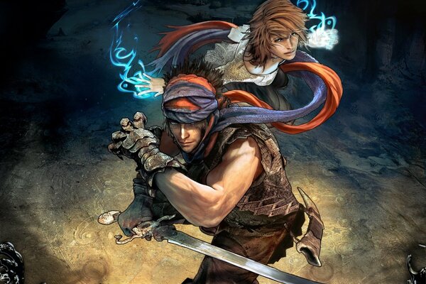 Prince of Persia with a sword and a girl