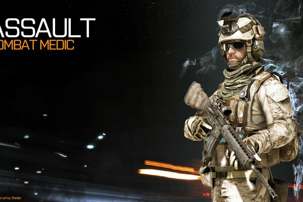 Soldat mit Waffen aus dem Spiel battlefield3