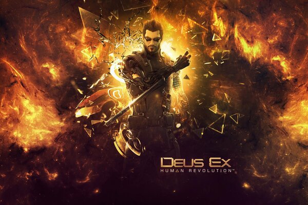 Gut aussehender mann adam jensen aus dem spiel deus ex