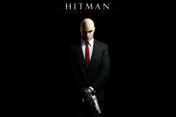 Hitman mit Pistole auf schwarzem Hintergrund