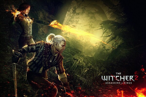 Poster mit Helden des Spiels Witcher 2