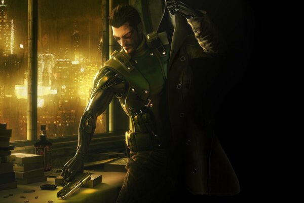 Gut aussehender mann adam jensen aus dem spiel deus ex