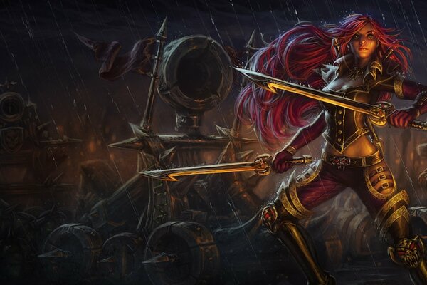 League of Legends warrior girl with swords