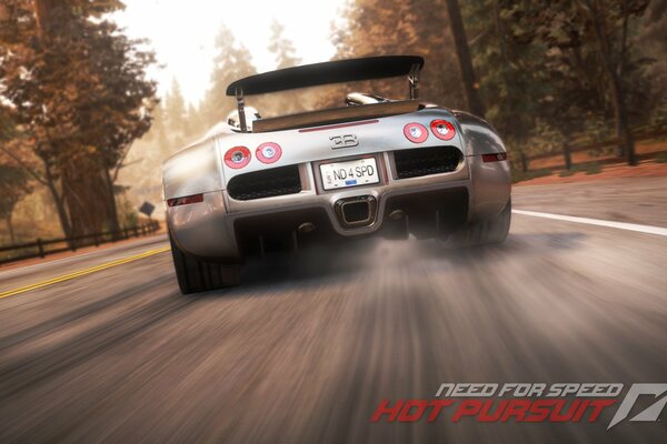 Bugatti du jeu Need for speed hot pursuit vue arrière