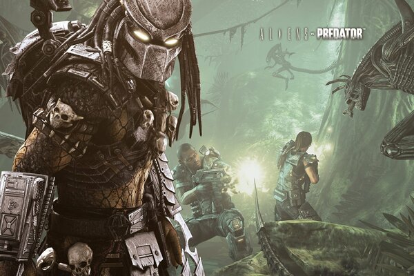 Scontro a fuoco con gli alieni nel gioco aliens vs predator