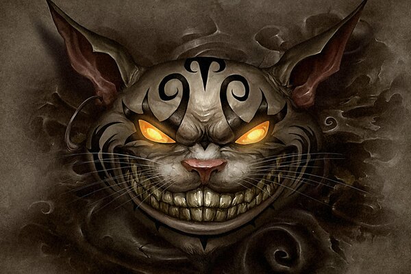 El hocico del gato de Cheshire de Alicia en el país de las Maravillas