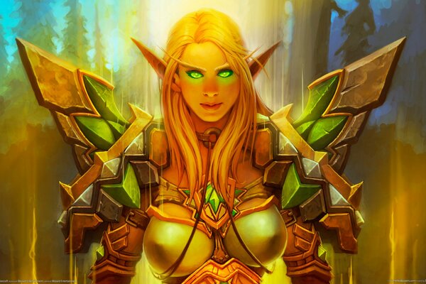 A blood Elf in Warcraft armor