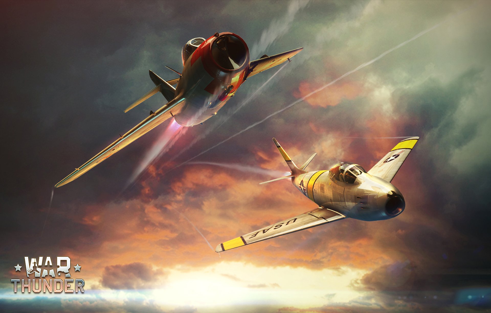 mig-15 fagot f-86 fighter mikoyan gurevich war thunder sky korea art picture bow flight two