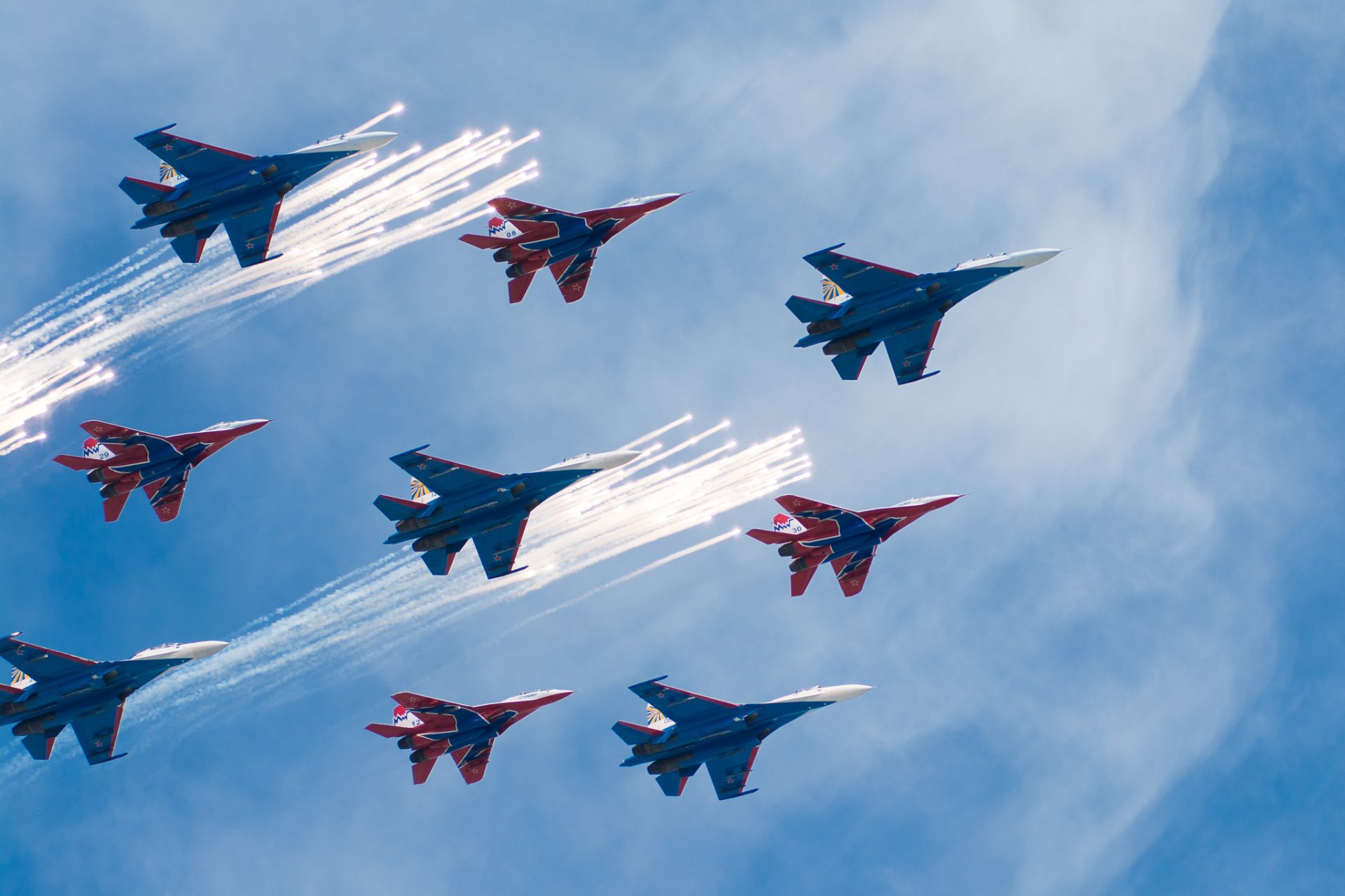 aviation russian knights swifts fighters sky