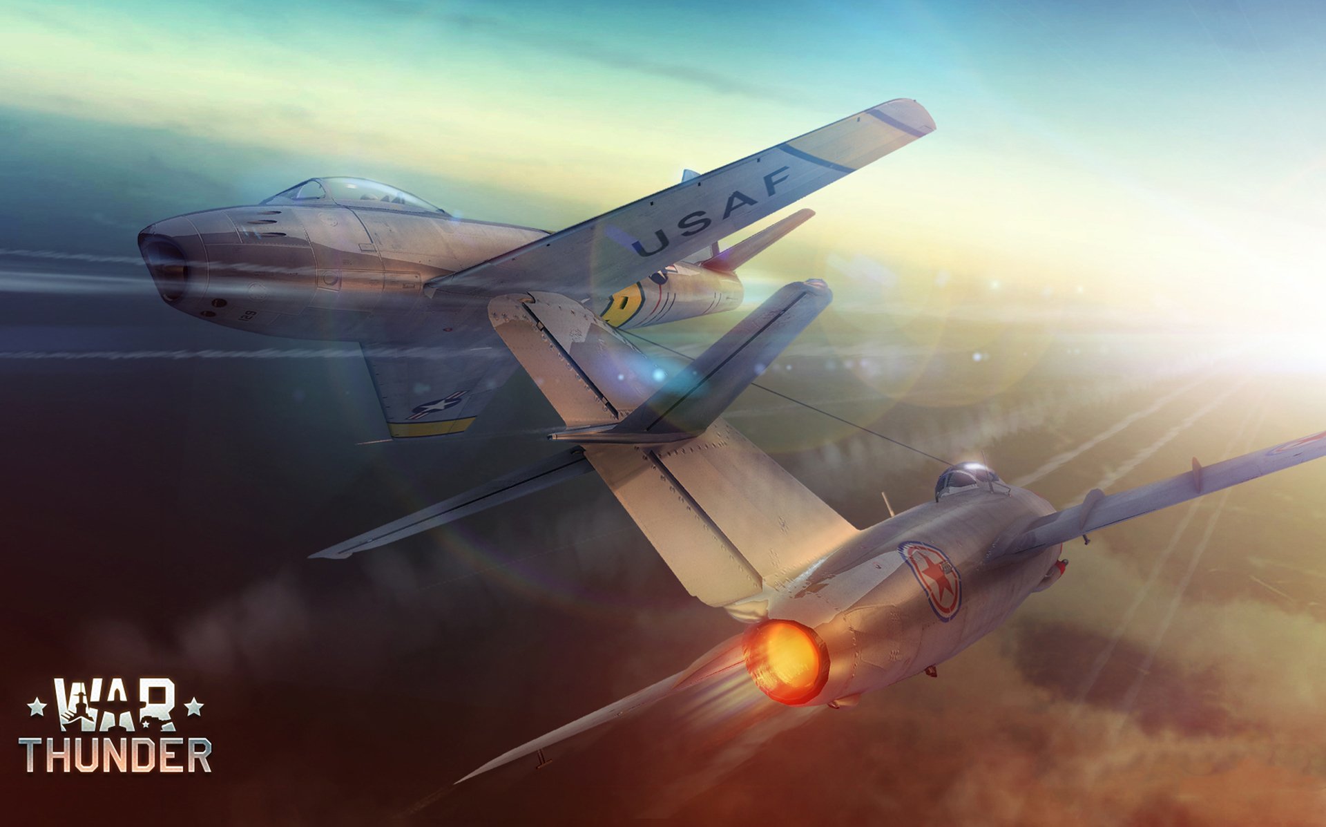 mig-15 fagot f-86 fighter mikoyan gurevich war thunder sky korea art picture bow flight two speed plane