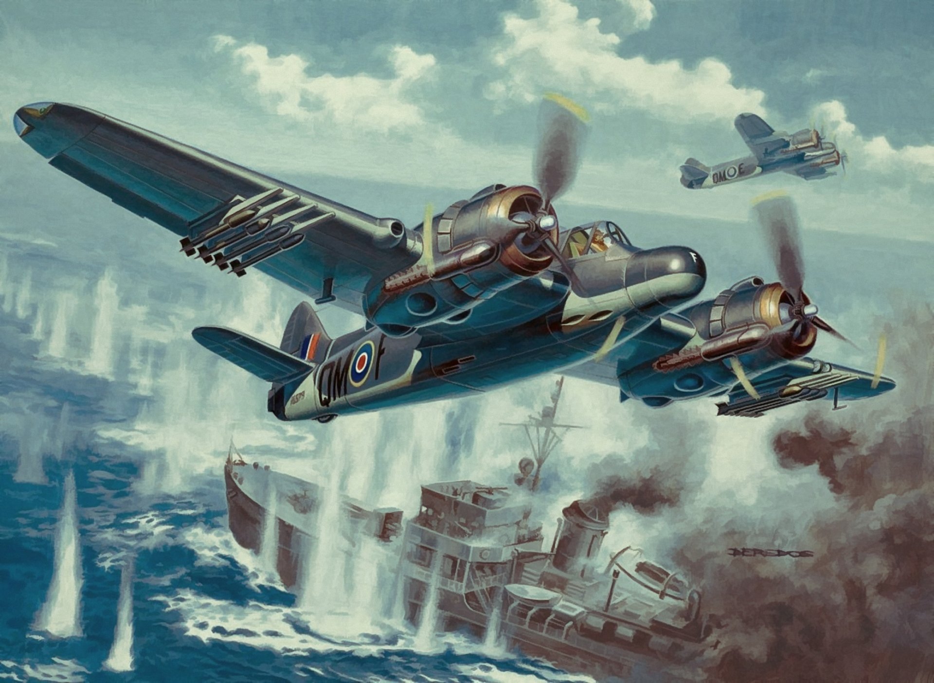 beaufighter raf britischer kämpfer britisches flugzeug ww2 krieg nahkampf waffe armyart luftfahrt-kunst malerei