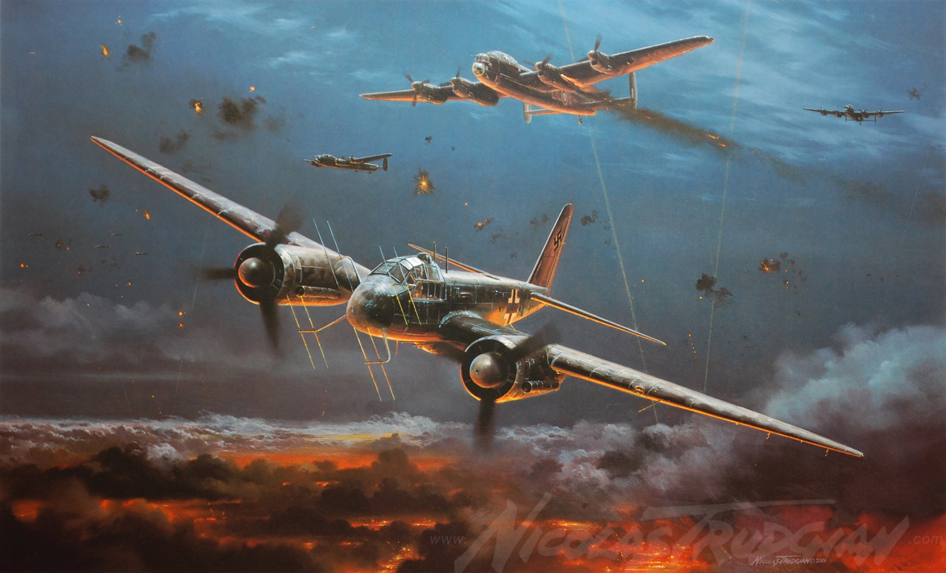 yu. 88g junkers chasseur de nuit ww2 peinture avion art avion