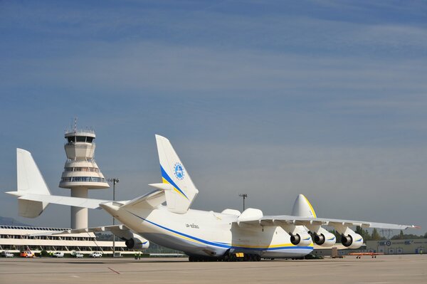 Beautiful white plane at the airport