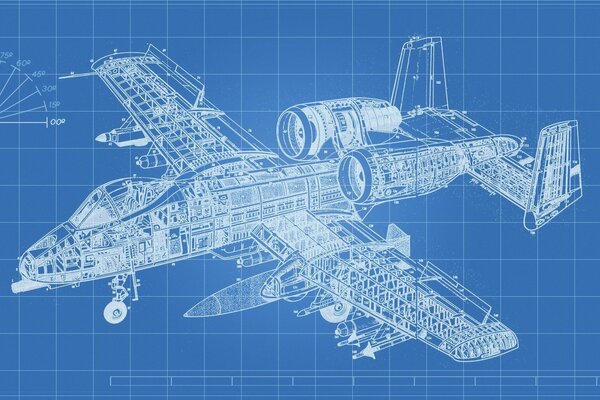 Design diagram of the Thunderbolt II attack aircraft