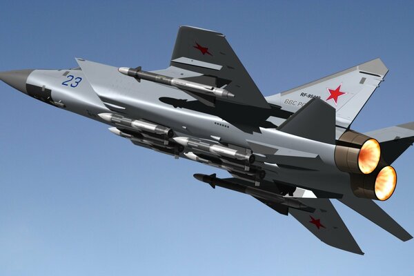 MIG-31 realiza maniobras en el cielo